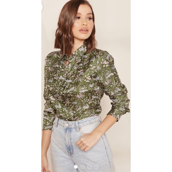 SOLD J.CREW COLLECTION Silk Shirt Jungle Cat Print - Picture 2 of 9